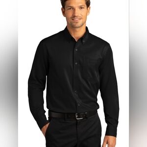 Men's long sleeved black button down